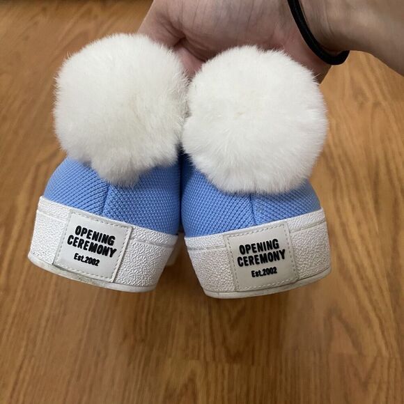 Opening Ceremony Blue Bobby Sock Pom Pom Sneakers slip-on knit shoes EU 38 - Picture 10 of 12